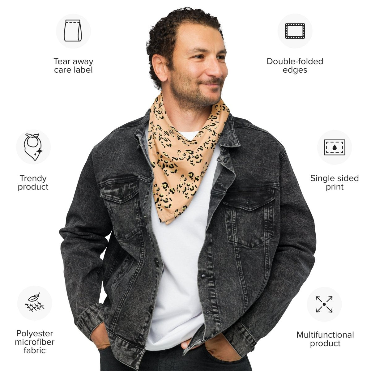 Tan Leopard Print Dog Paw Bandana - DoggyLoveandMore