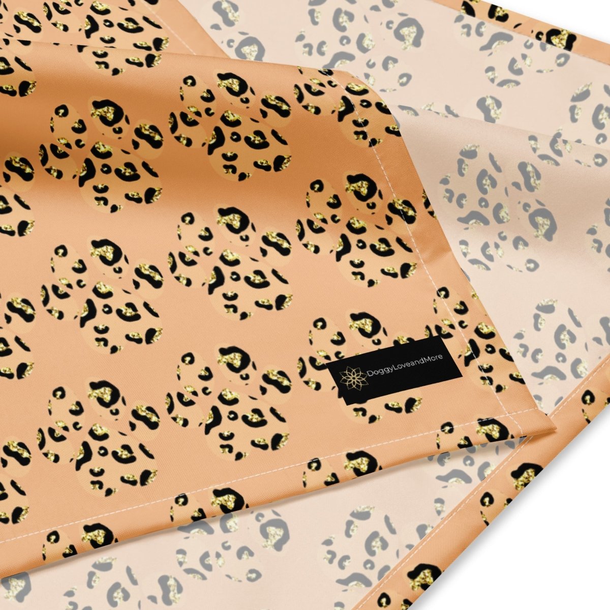 Tan Leopard Print Dog Paw Bandana - DoggyLoveandMore