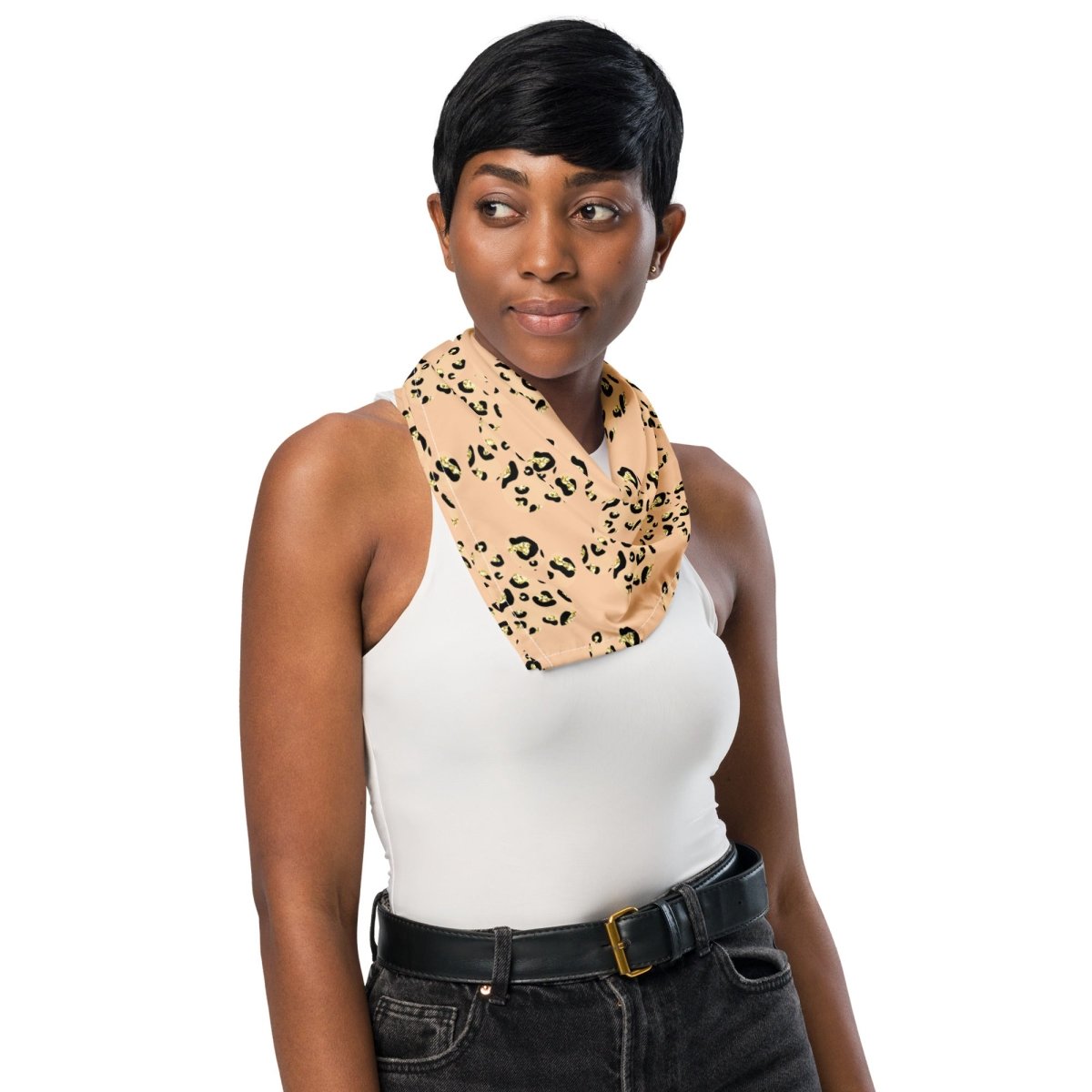 Tan Leopard Print Dog Paw Bandana - DoggyLoveandMore