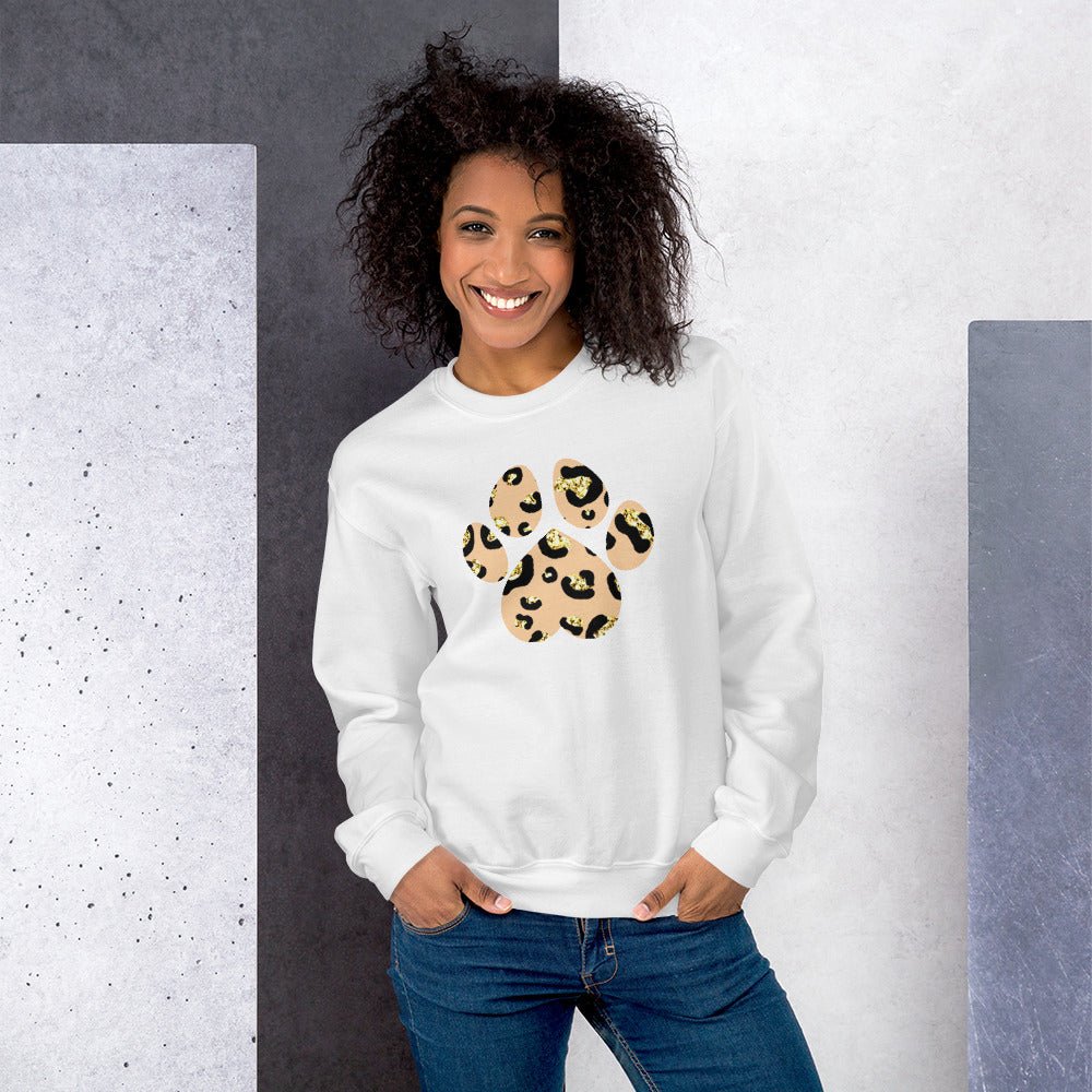 Tan Leopard Print Dog Paw Sweatshirt - DoggyLoveandMore