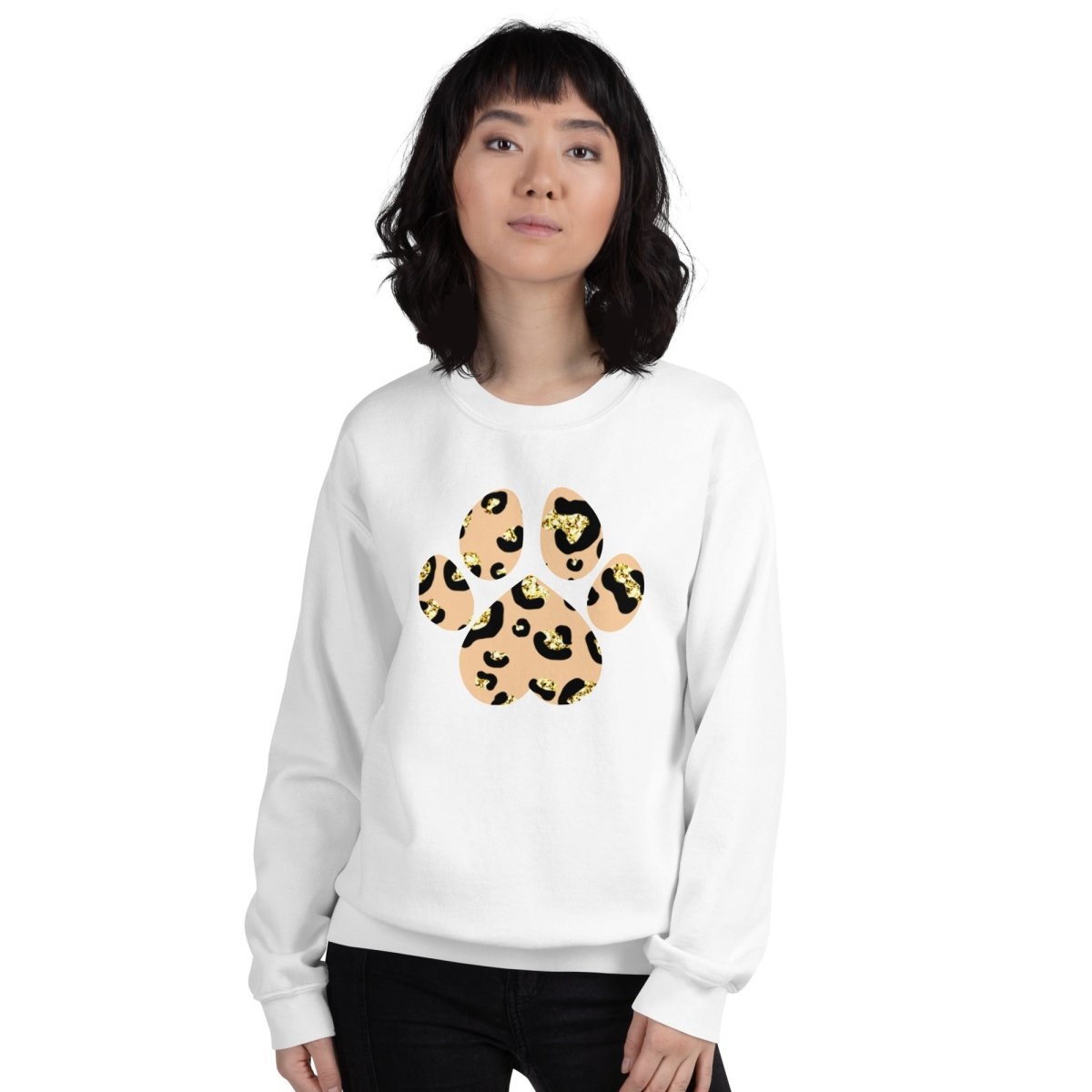 Tan Leopard Print Dog Paw Sweatshirt - DoggyLoveandMore