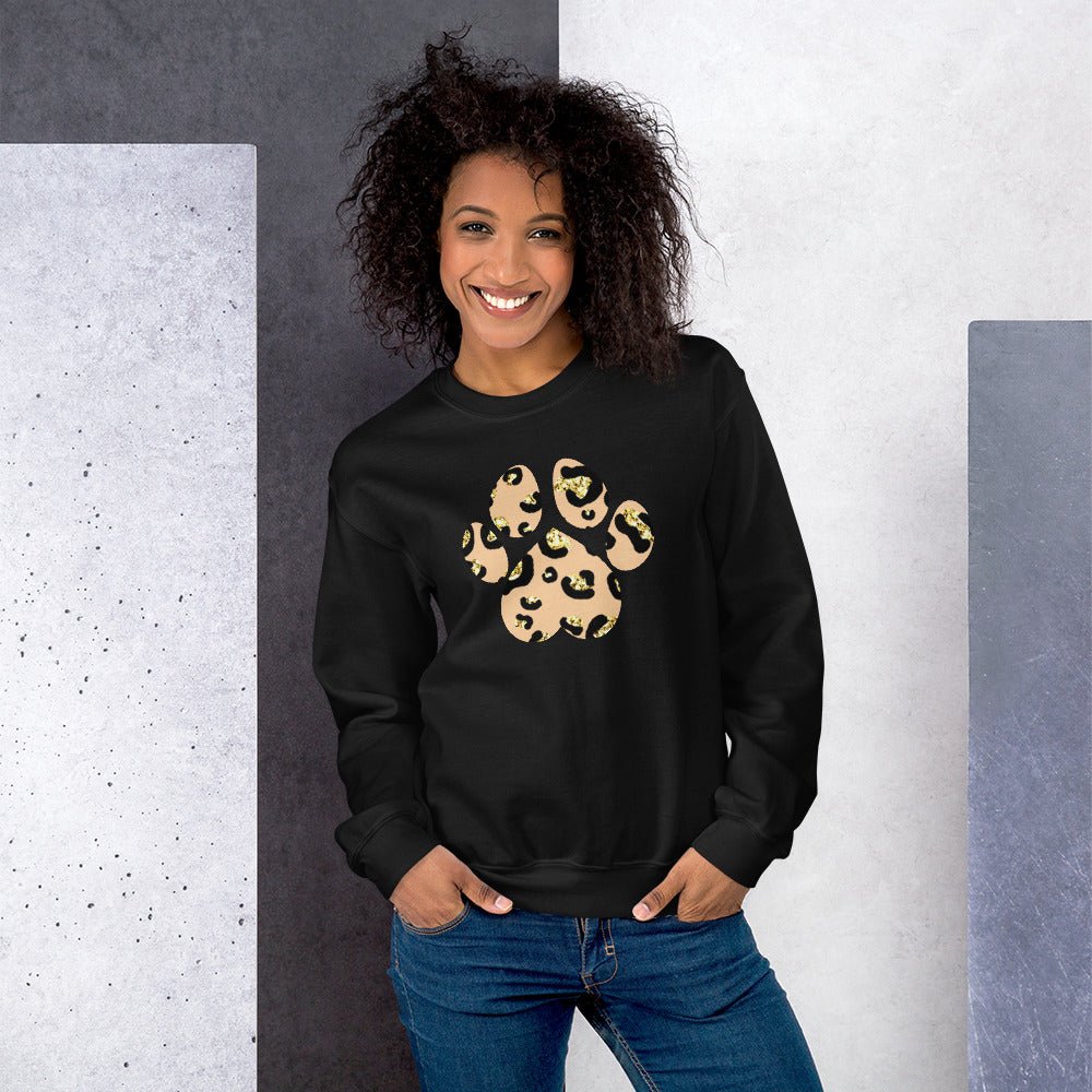 Tan Leopard Print Dog Paw Sweatshirt - DoggyLoveandMore