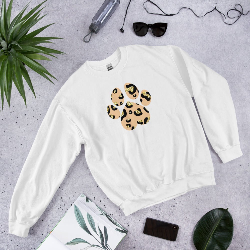 Tan Leopard Print Dog Paw Sweatshirt - DoggyLoveandMore