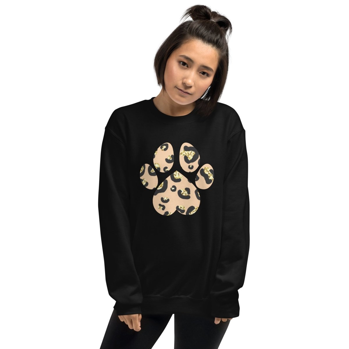 Tan Leopard Print Dog Paw Sweatshirt - DoggyLoveandMore