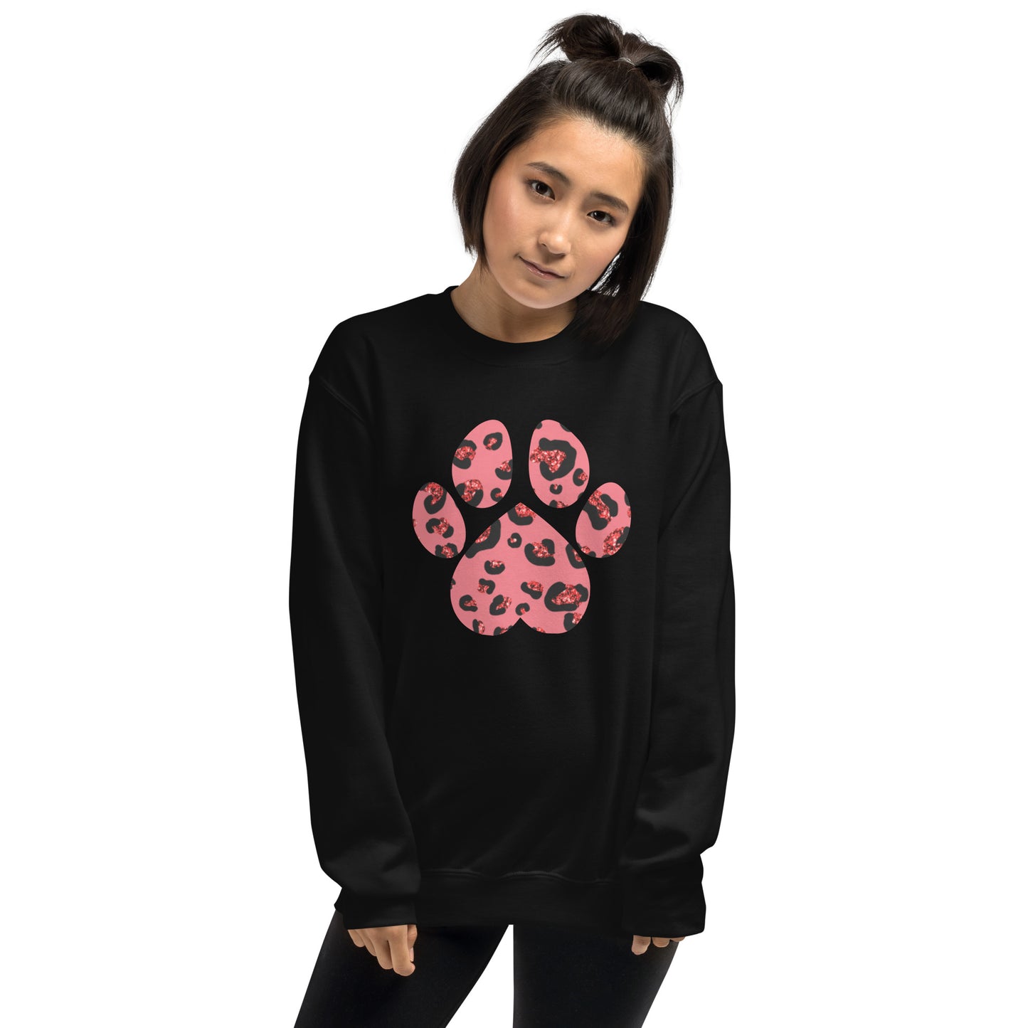 Pink Leopard Print Dog Paw Sweatshirt