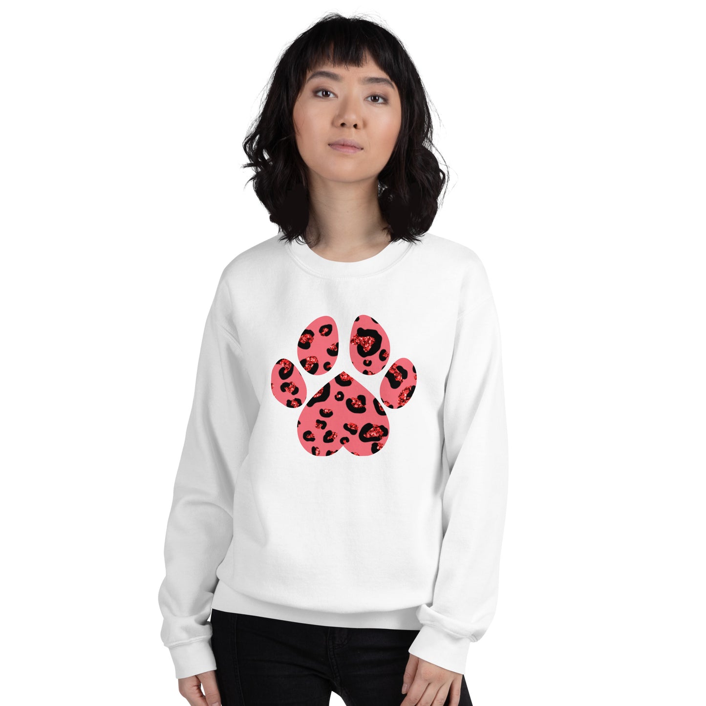 Pink Leopard Print Dog Paw Sweatshirt