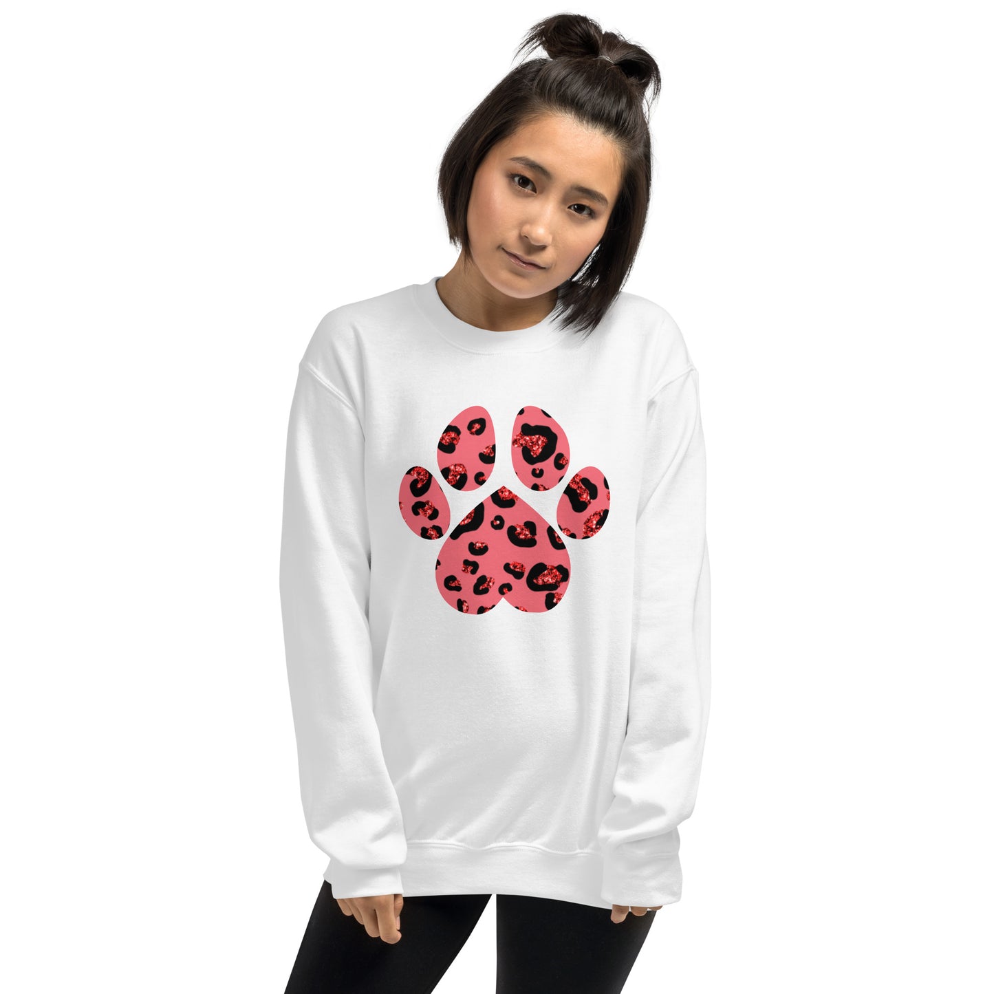 Pink Leopard Print Dog Paw Sweatshirt