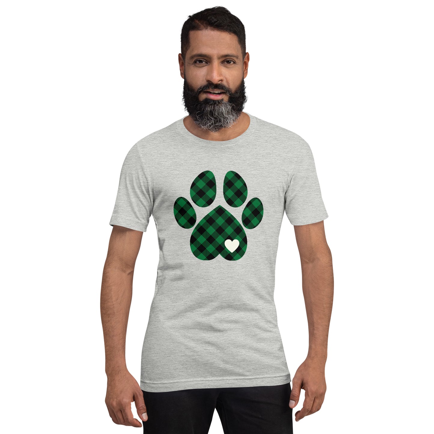 Green Plaid Dog Paw T-Shirt