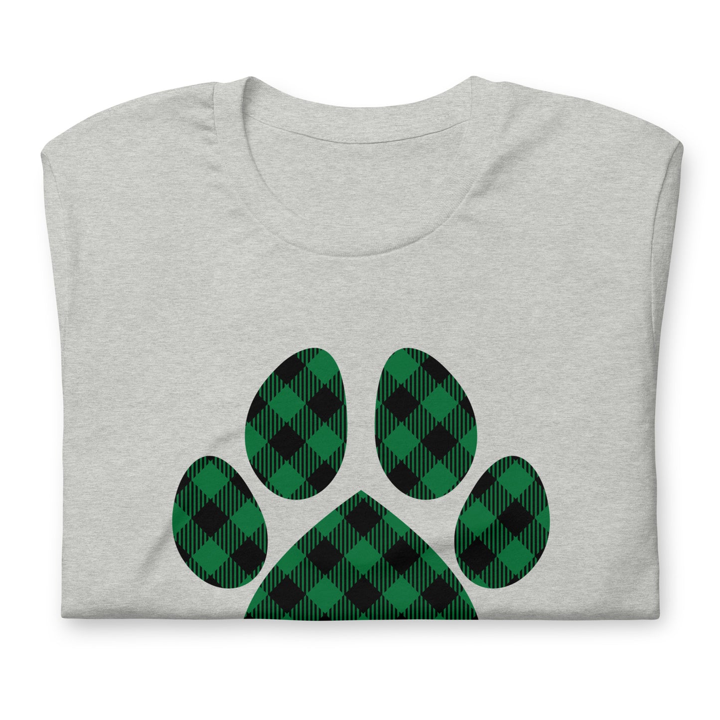 Green Plaid Dog Paw T-Shirt