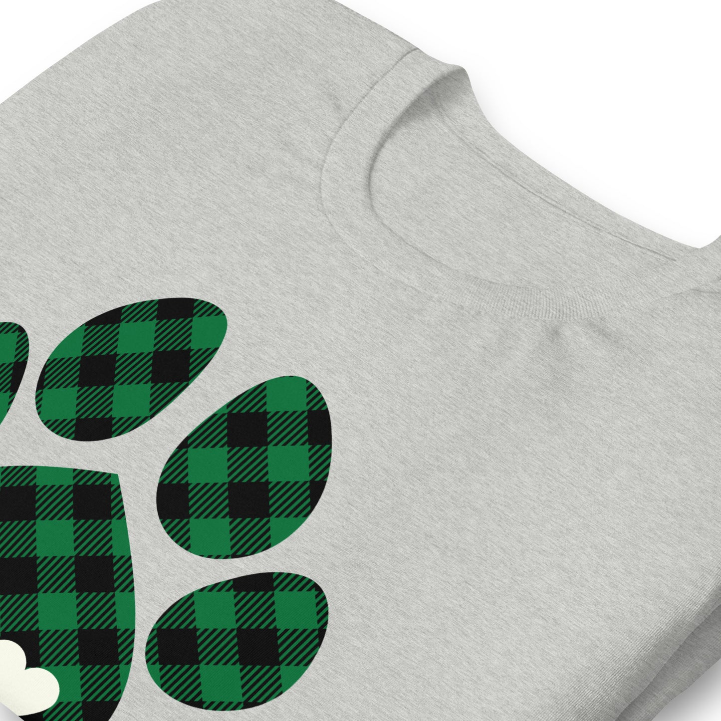 Green Plaid Dog Paw T-Shirt