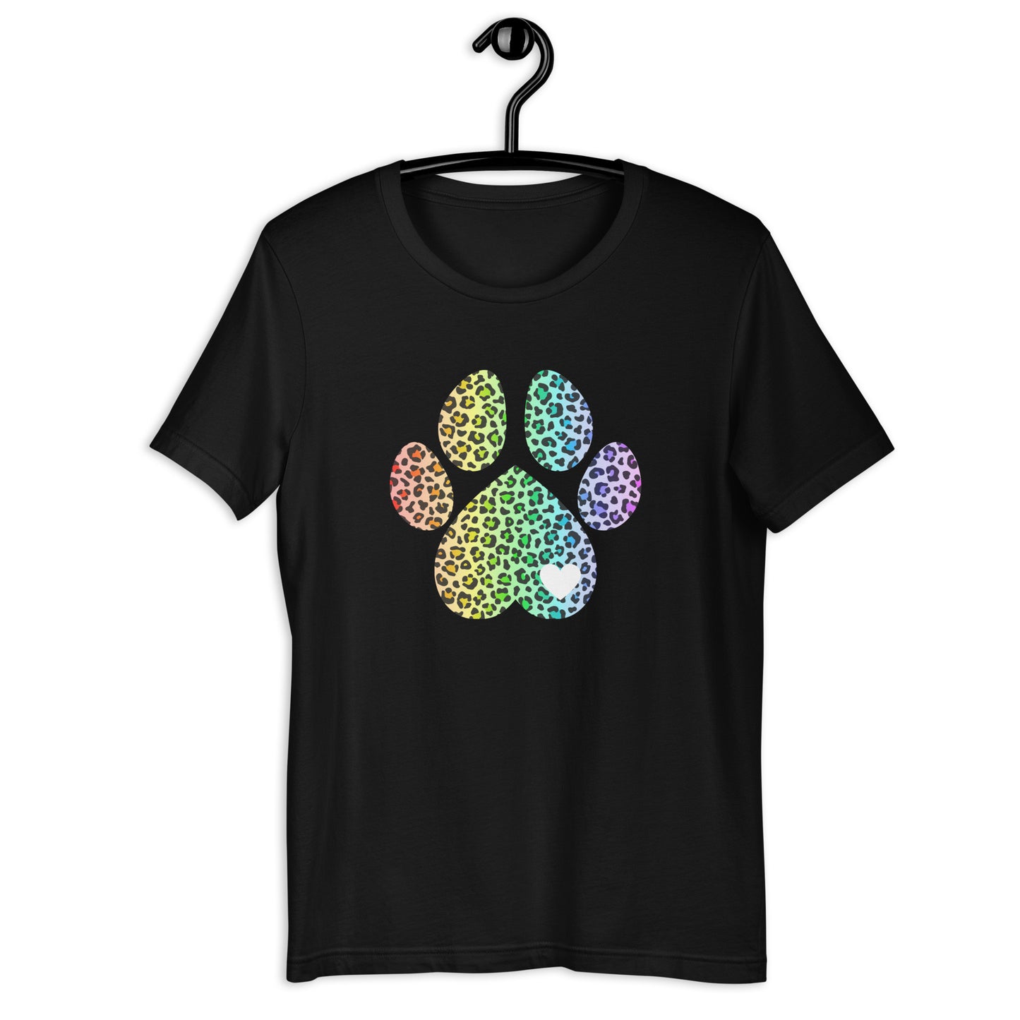 Rainbow Leopard Dog Paw T-Shirt