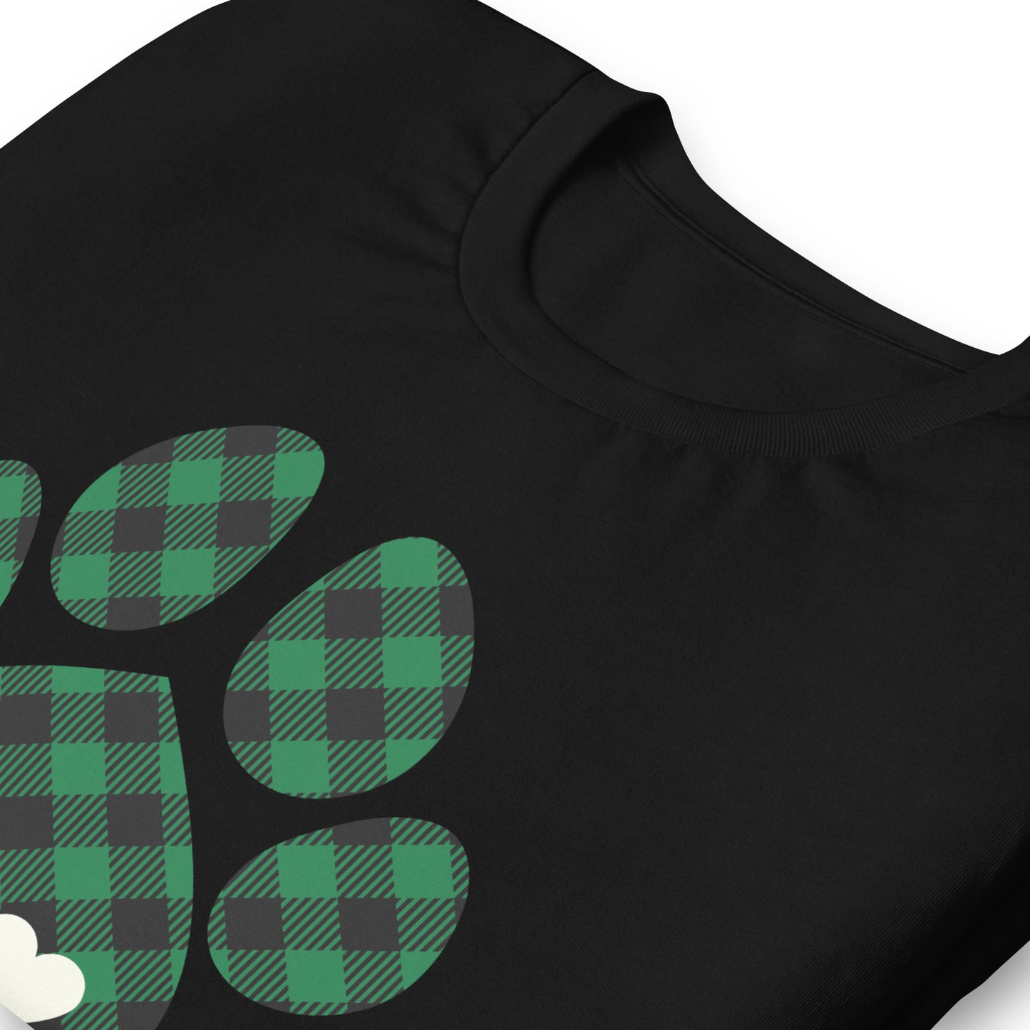 Green Plaid Dog Paw T-Shirt