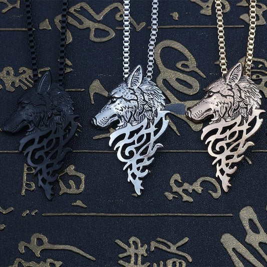 Vintage Wolf Head Necklace - DoggyLoveandMore