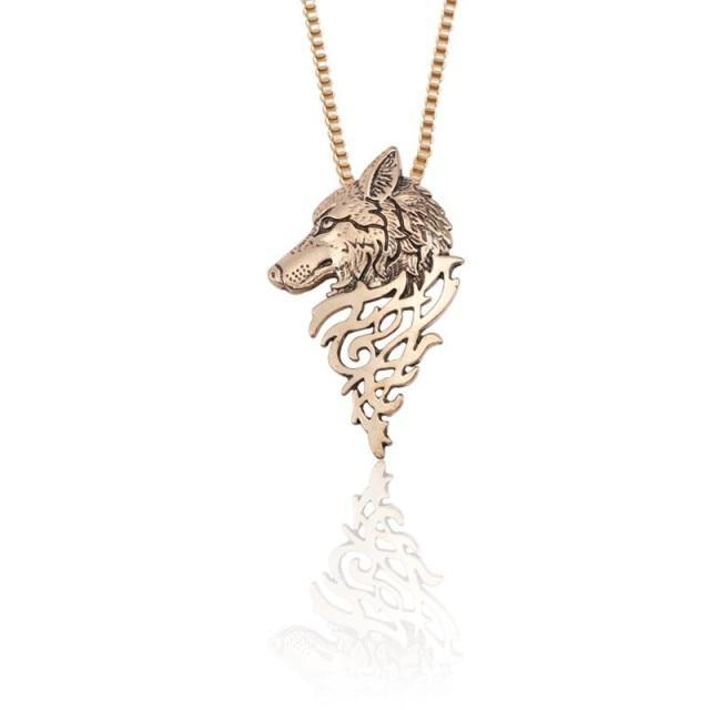 Vintage Wolf Head Necklace - DoggyLoveandMore