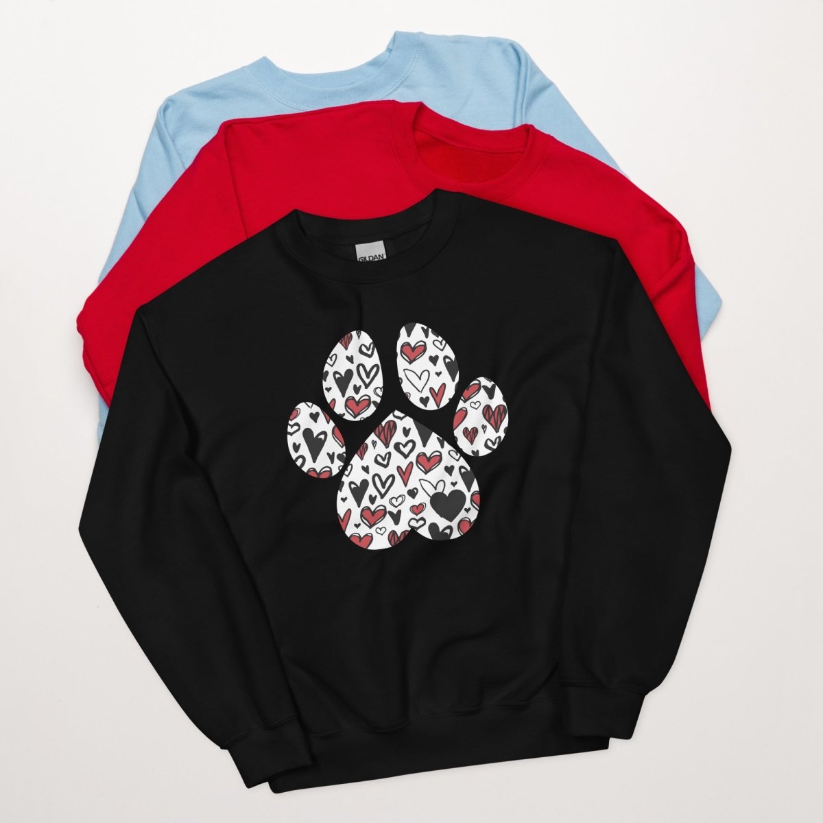 White Hearts Dog Paw Sweatshirt - DoggyLoveandMore