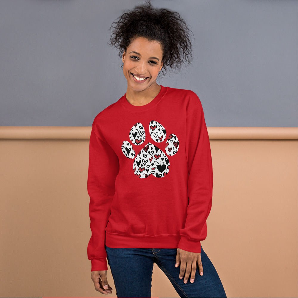 White Hearts Dog Paw Sweatshirt - DoggyLoveandMore