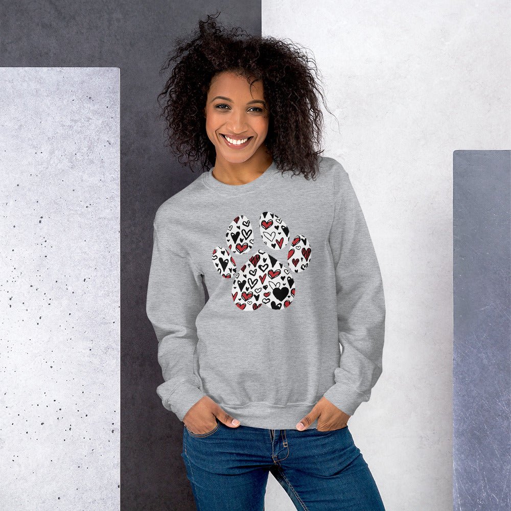 White Hearts Dog Paw Sweatshirt - DoggyLoveandMore