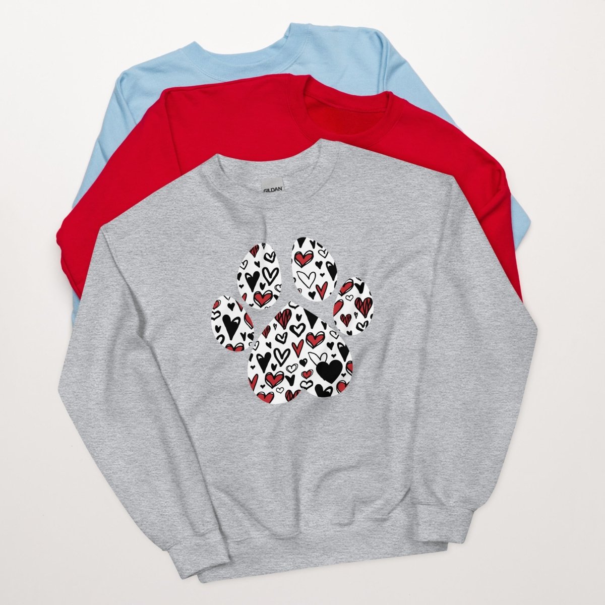 White Hearts Dog Paw Sweatshirt - DoggyLoveandMore