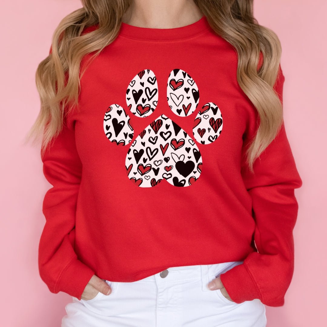 White Hearts Dog Paw Sweatshirt - DoggyLoveandMore