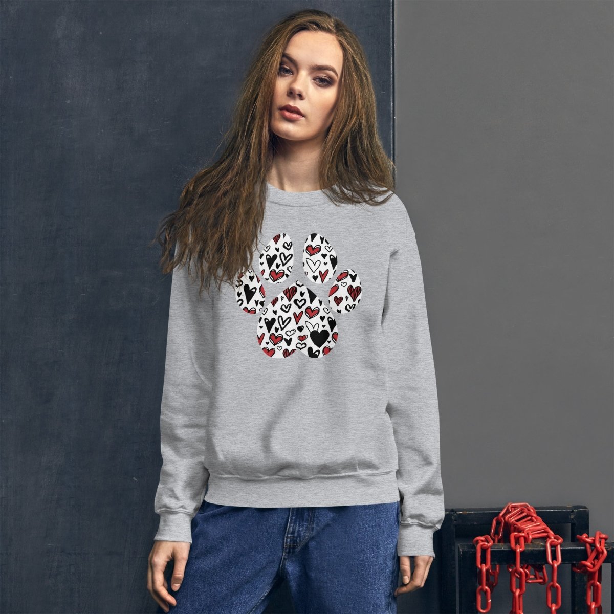 White Hearts Dog Paw Sweatshirt - DoggyLoveandMore