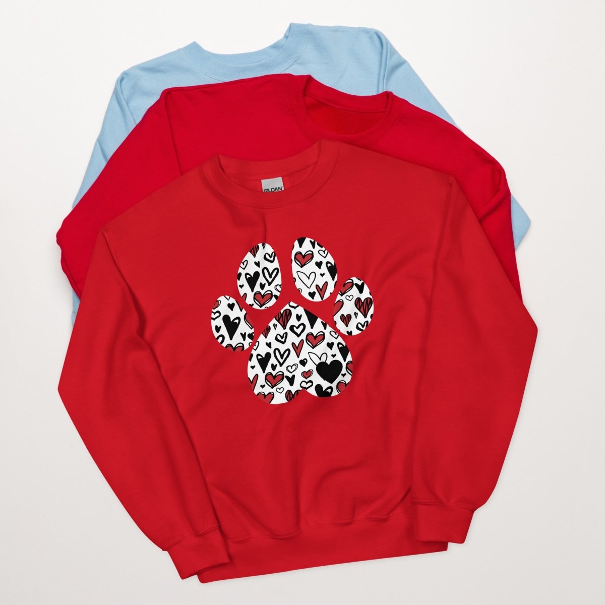 White Hearts Dog Paw Sweatshirt - DoggyLoveandMore