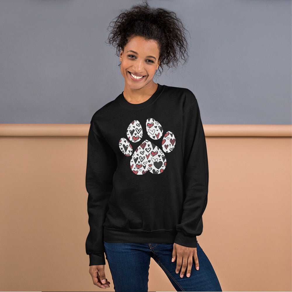 White Hearts Dog Paw Sweatshirt - DoggyLoveandMore