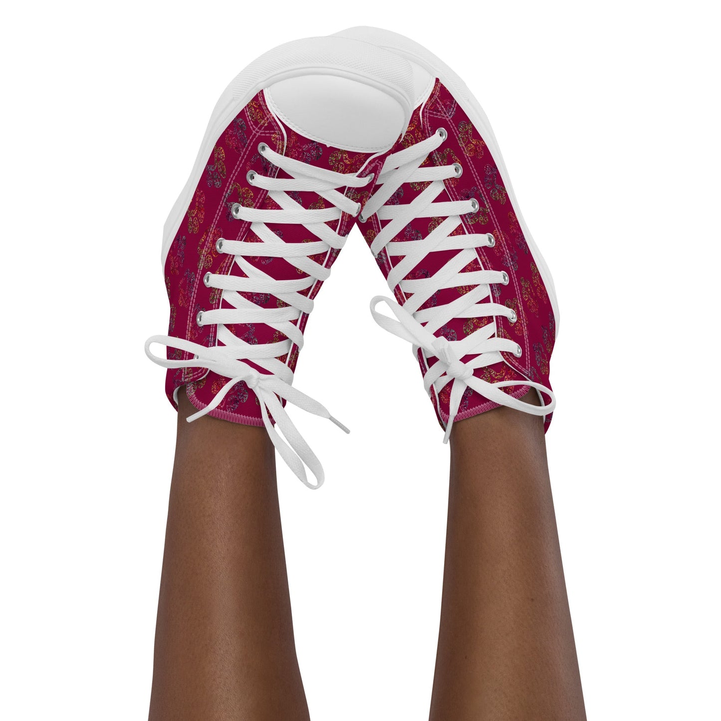 Women's Burgundy Paw Prints Sneakers-DoggyLoveandMore