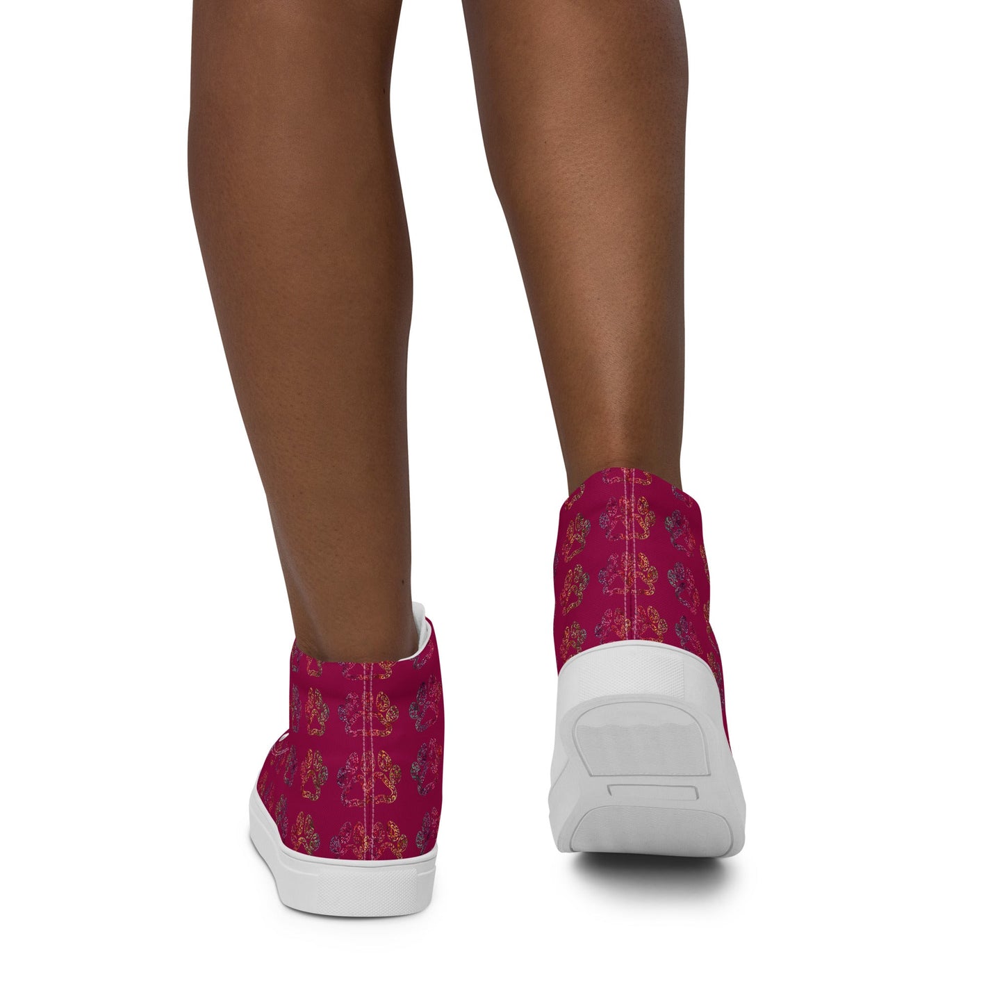 Women's Burgundy Paw Prints Sneakers-DoggyLoveandMore