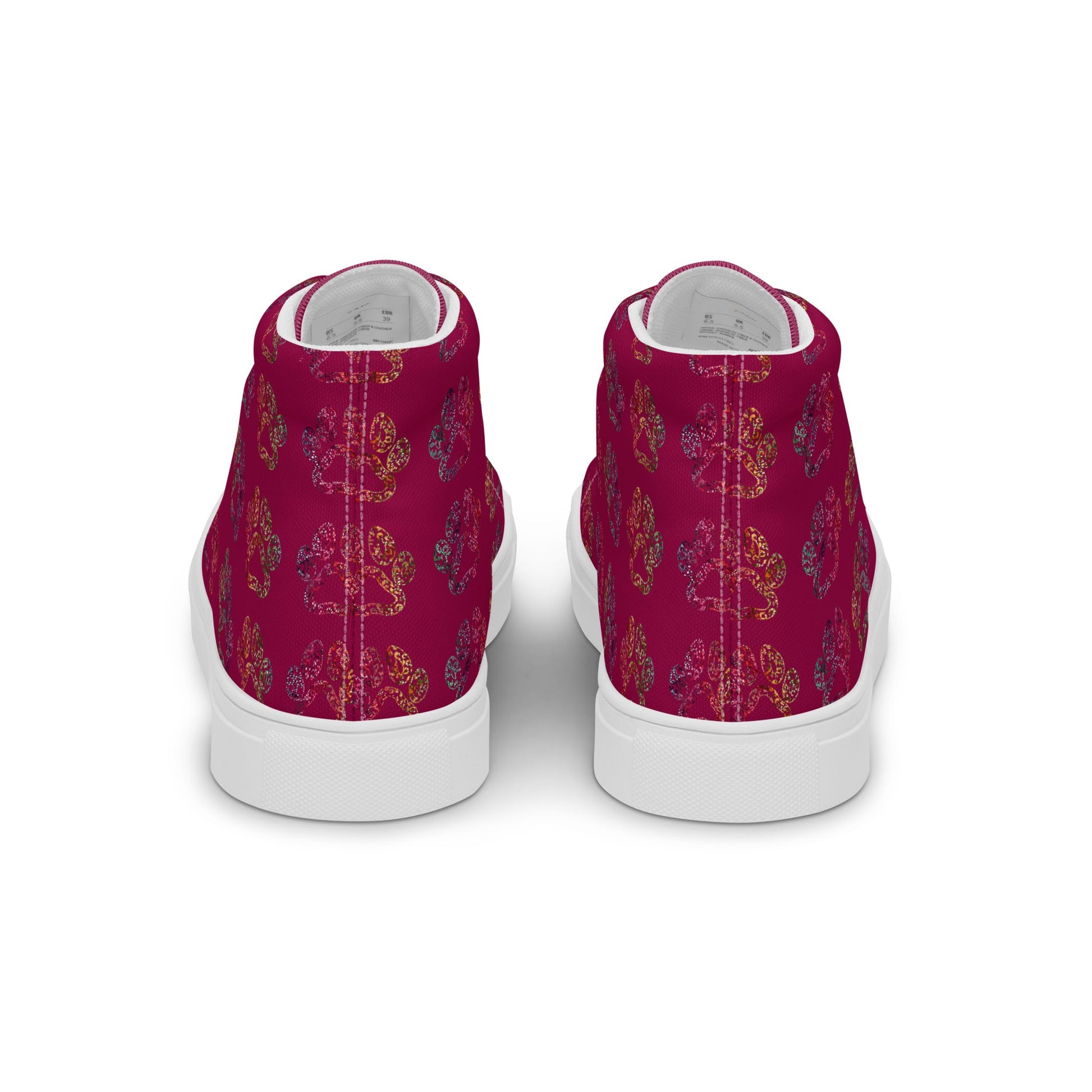 Women's Burgundy Paw Prints Sneakers-DoggyLoveandMore