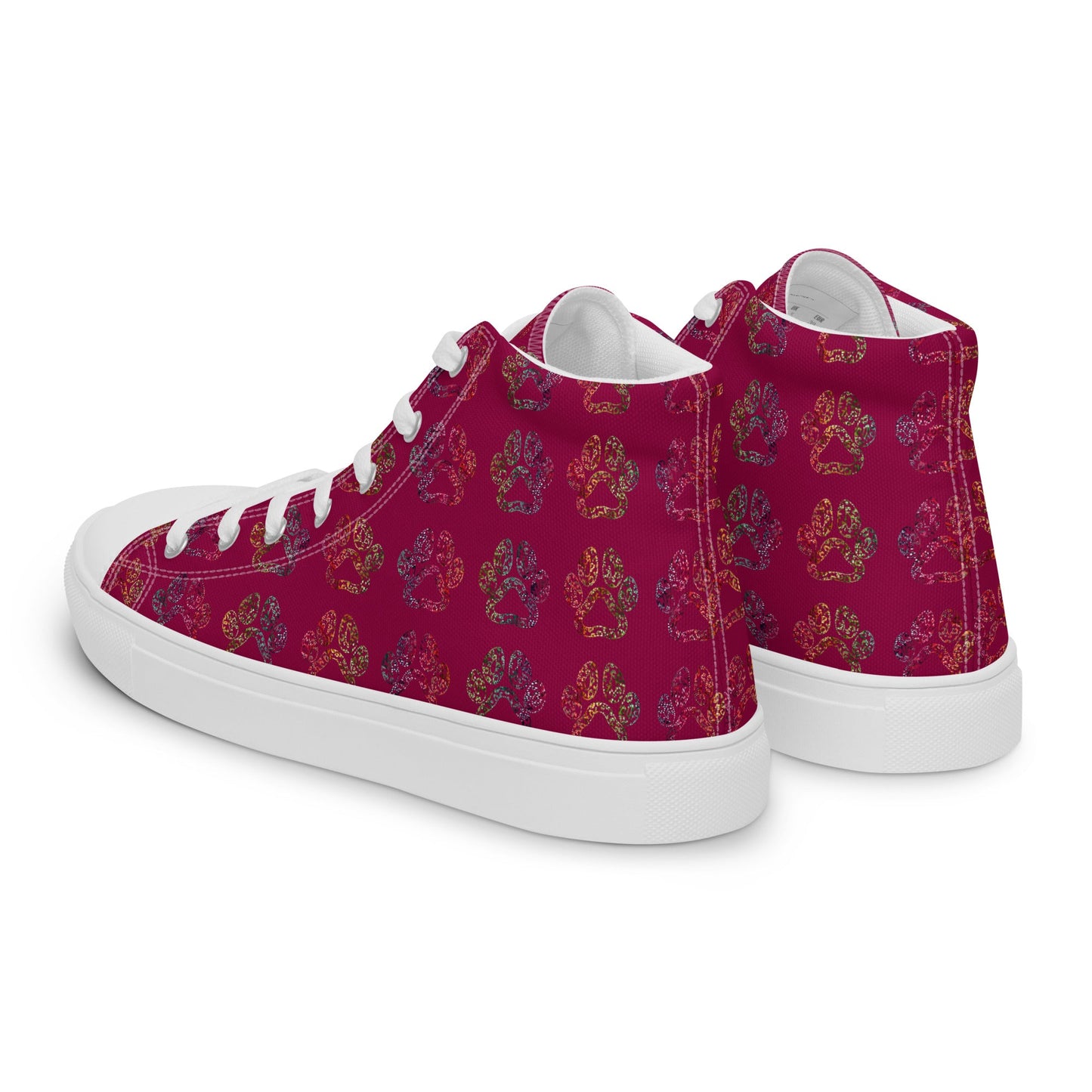 Women's Burgundy Paw Prints Sneakers-DoggyLoveandMore