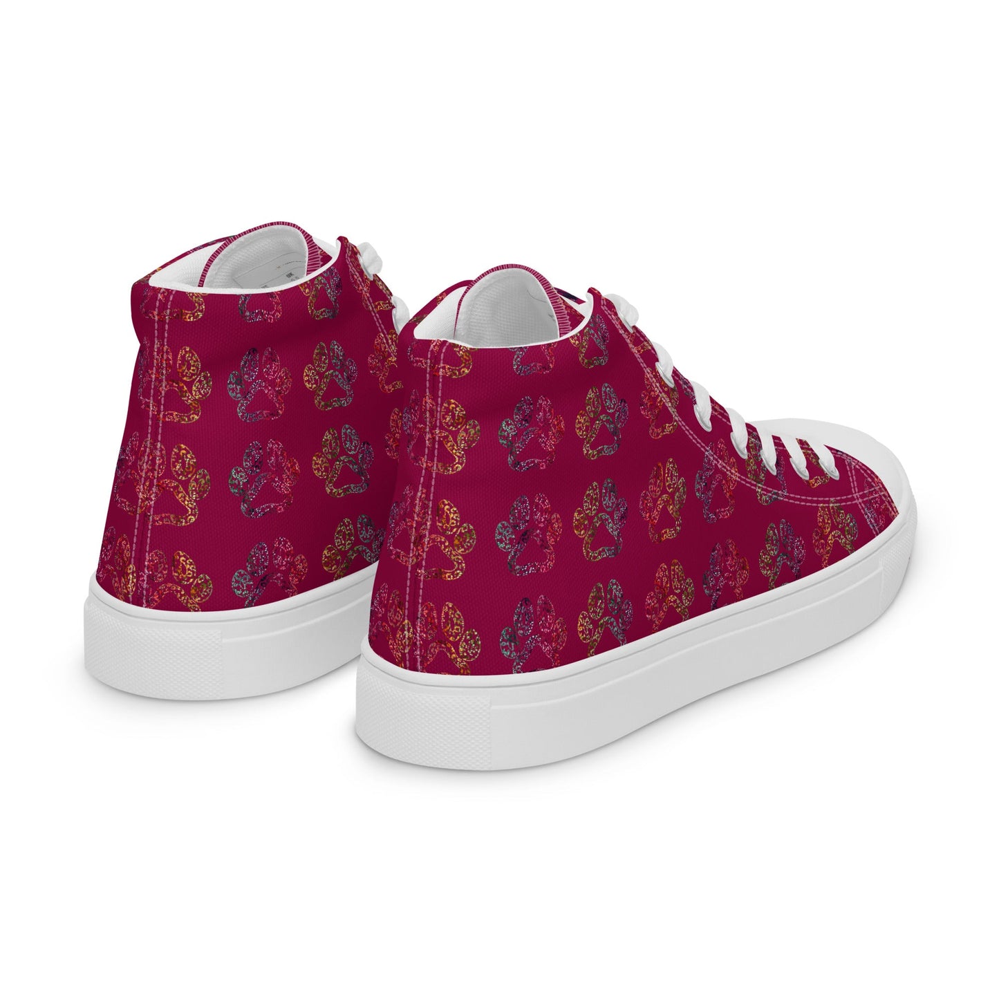 Women's Burgundy Paw Prints Sneakers-DoggyLoveandMore