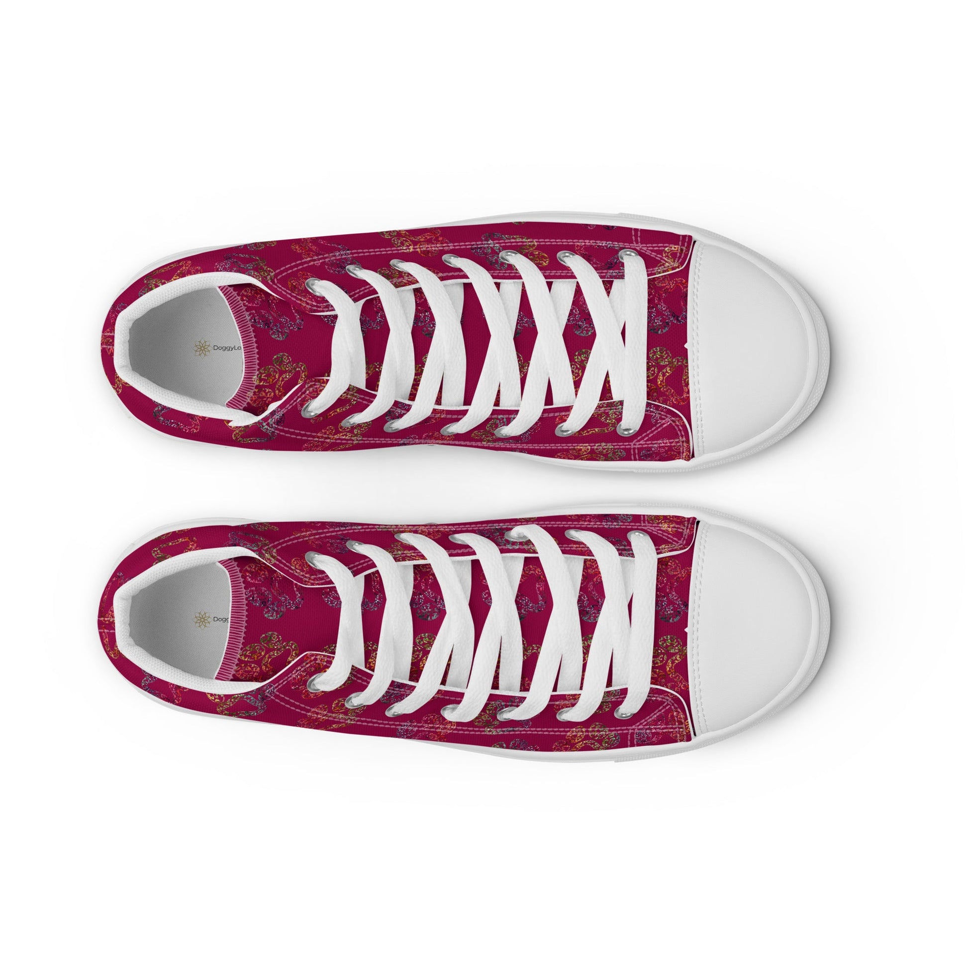 Women's Burgundy Paw Prints Sneakers-DoggyLoveandMore