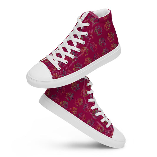 Women's Burgundy Paw Prints Sneakers-DoggyLoveandMore