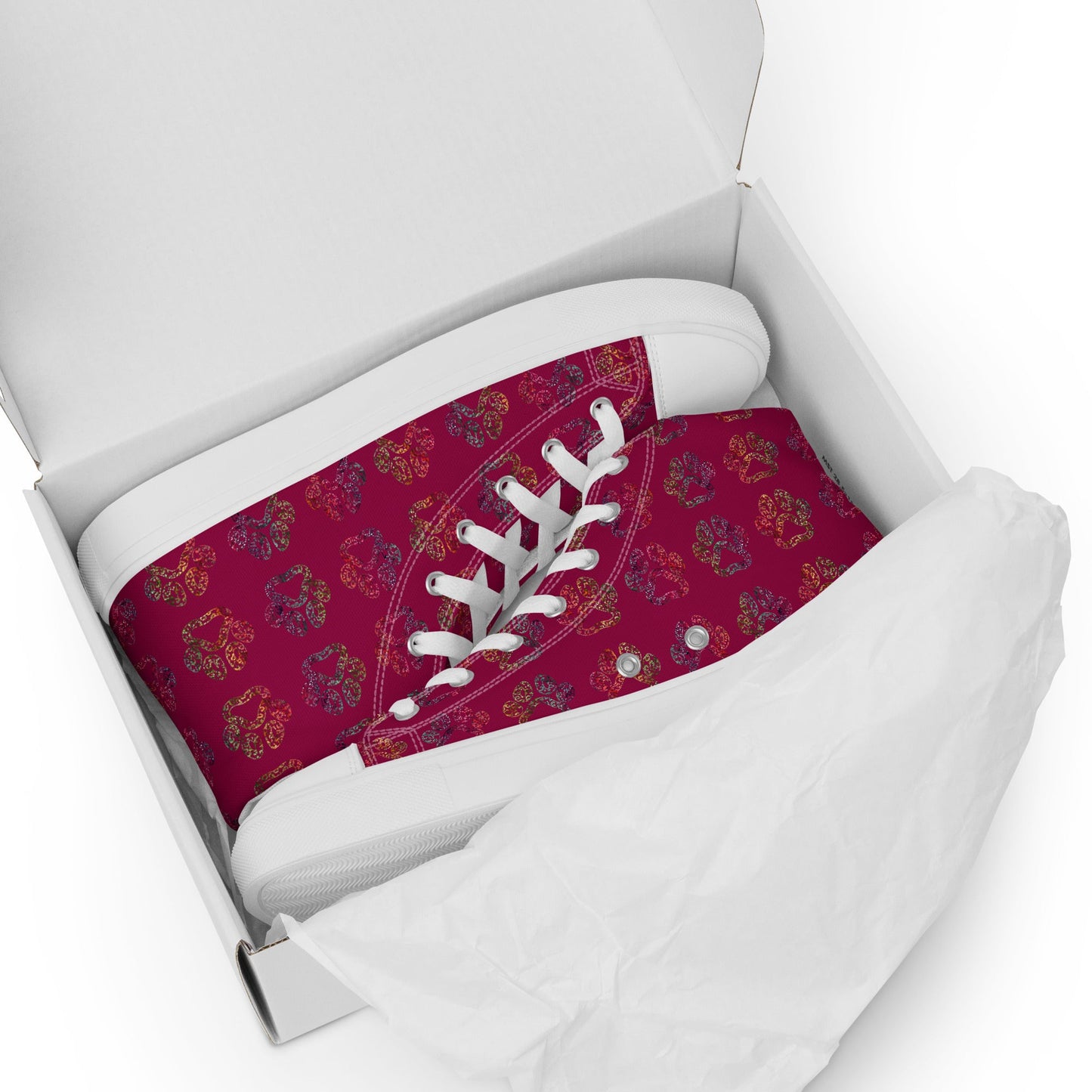 Women's Burgundy Paw Prints Sneakers-DoggyLoveandMore