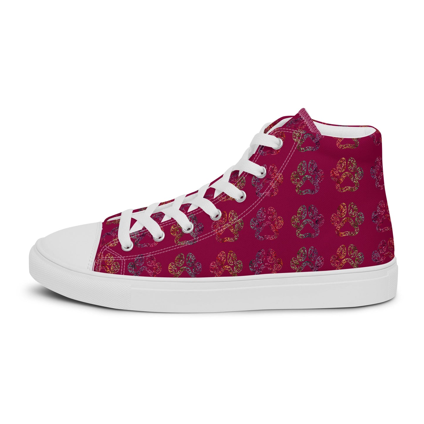 Women's Burgundy Paw Prints Sneakers