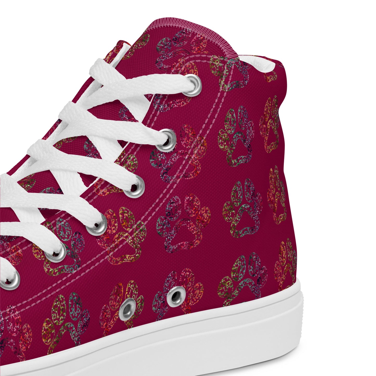 Women's Burgundy Paw Prints Sneakers