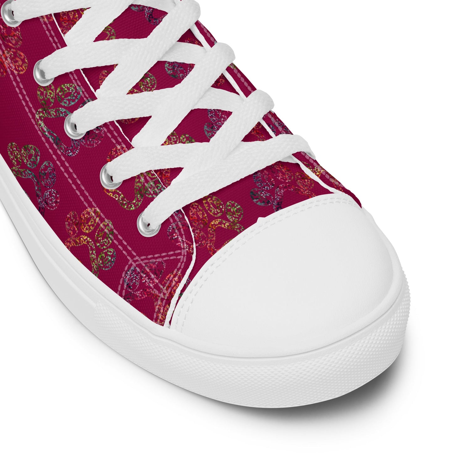Women's Burgundy Paw Prints Sneakers