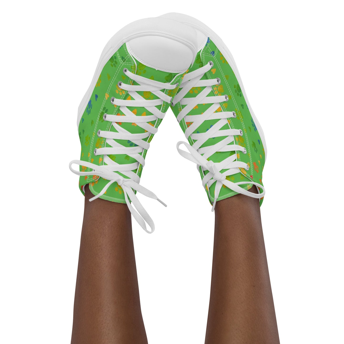 Women's Green Paw Prints Sneakers-DoggyLoveandMore