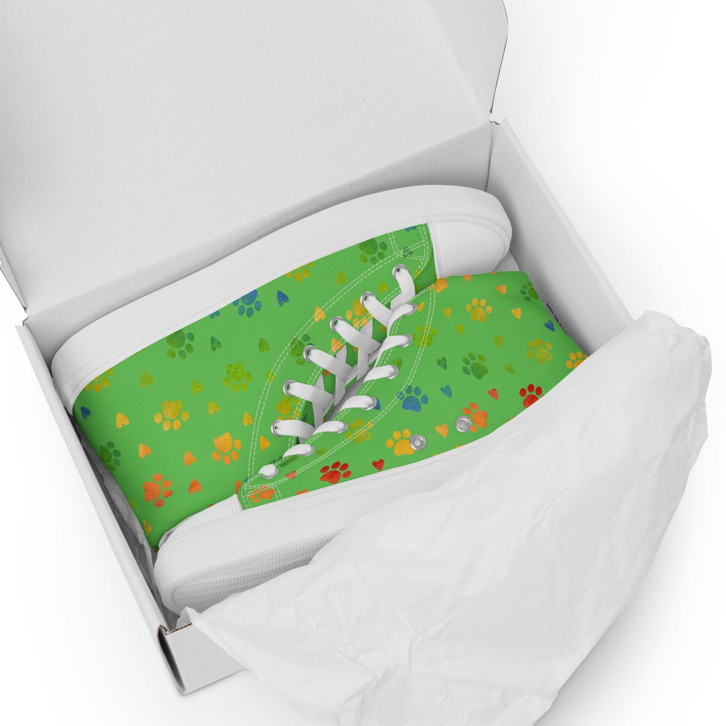 Women's Green Paw Prints Sneakers-DoggyLoveandMore