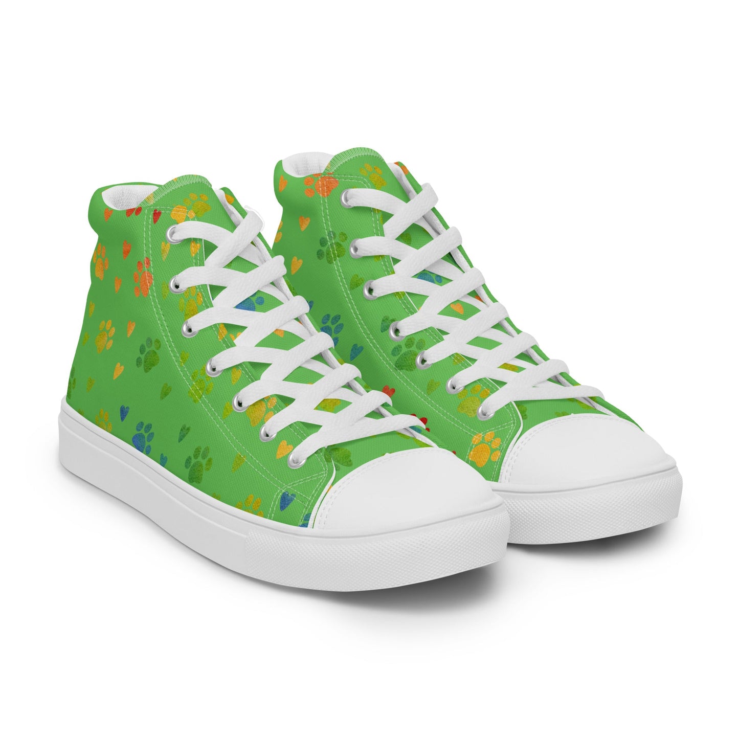 Women's Green Paw Prints Sneakers-DoggyLoveandMore