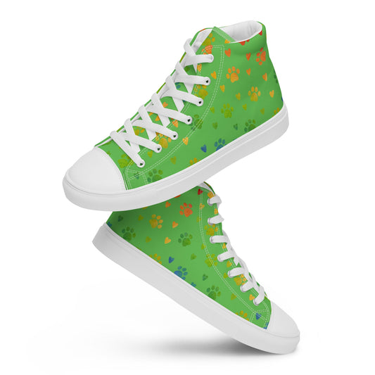 Women's Green Paw Prints Sneakers-DoggyLoveandMore