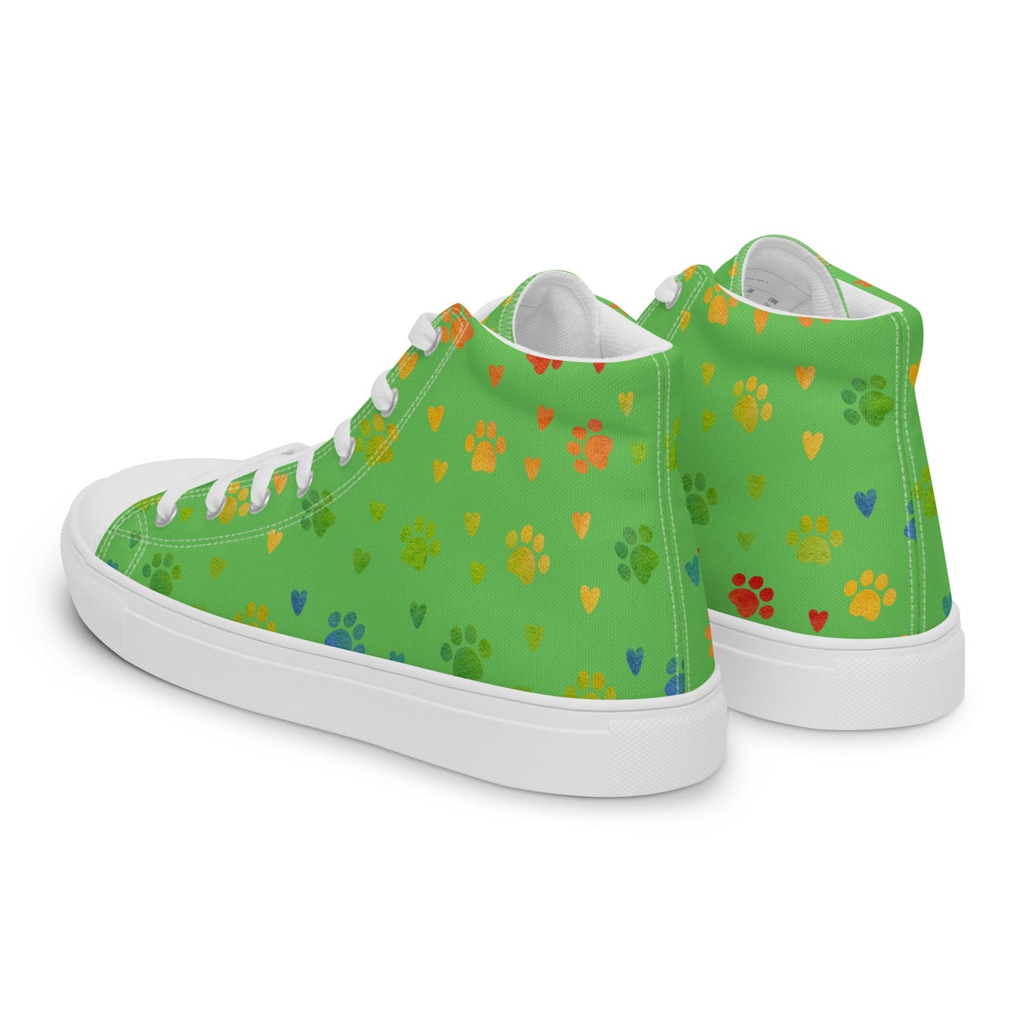 Women's Green Paw Prints Sneakers