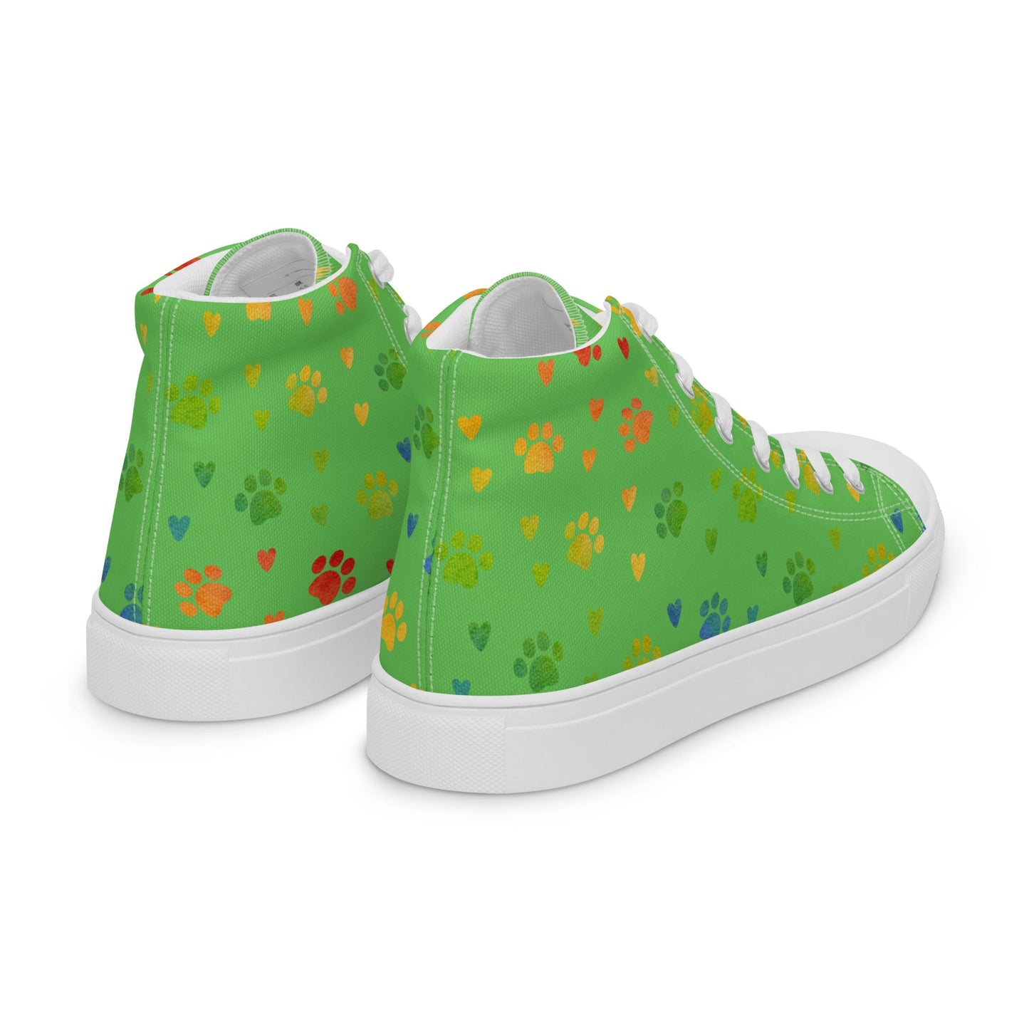 Women's Green Paw Prints Sneakers