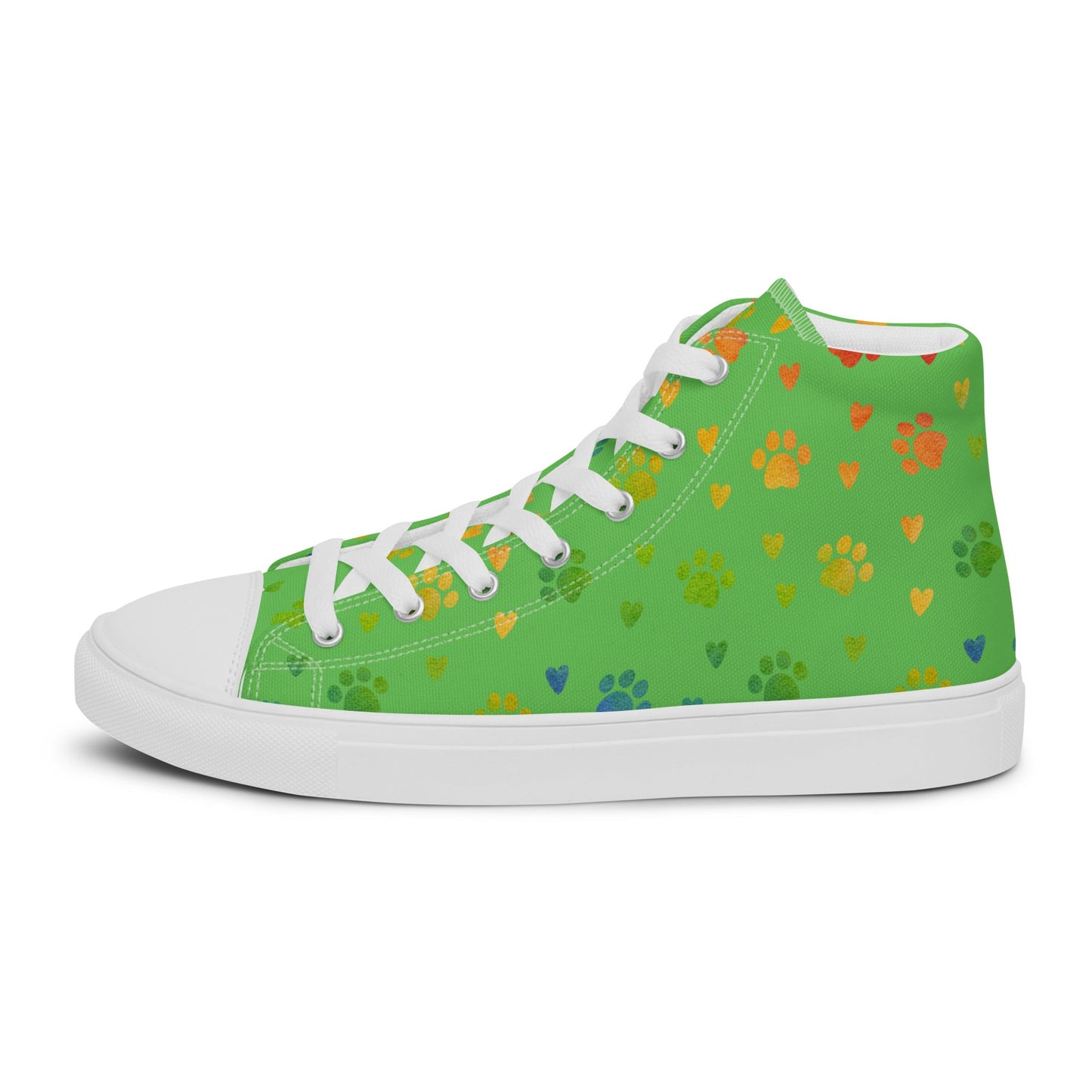 Women's Green Paw Prints Sneakers