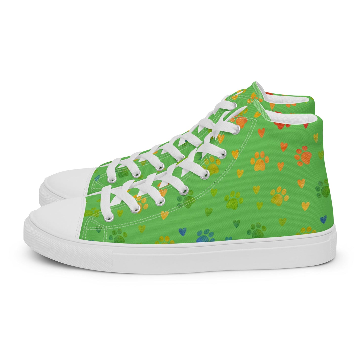 Women's Green Paw Prints Sneakers-DoggyLoveandMore
