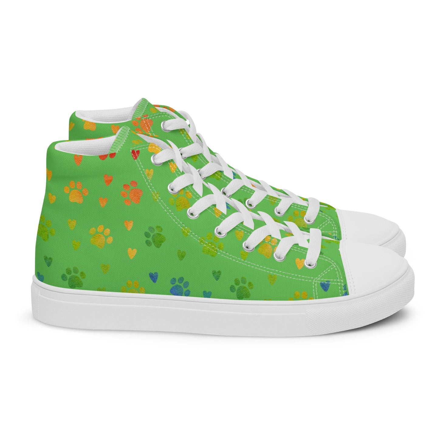 Women's Green Paw Prints Sneakers-DoggyLoveandMore