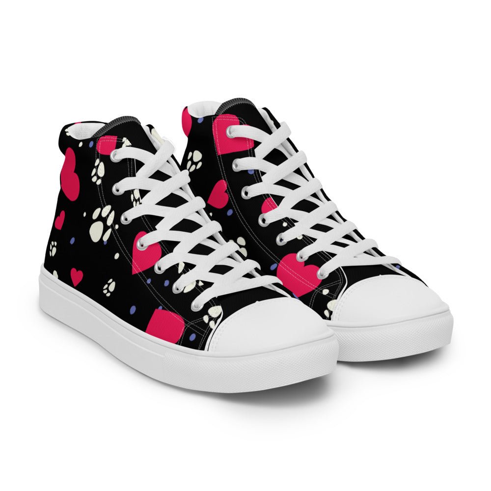 Women's Black Hearts and Paws Sneakers - DoggyLoveandMore