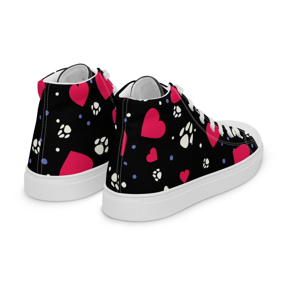 Women's Black Hearts and Paws Sneakers - DoggyLoveandMore