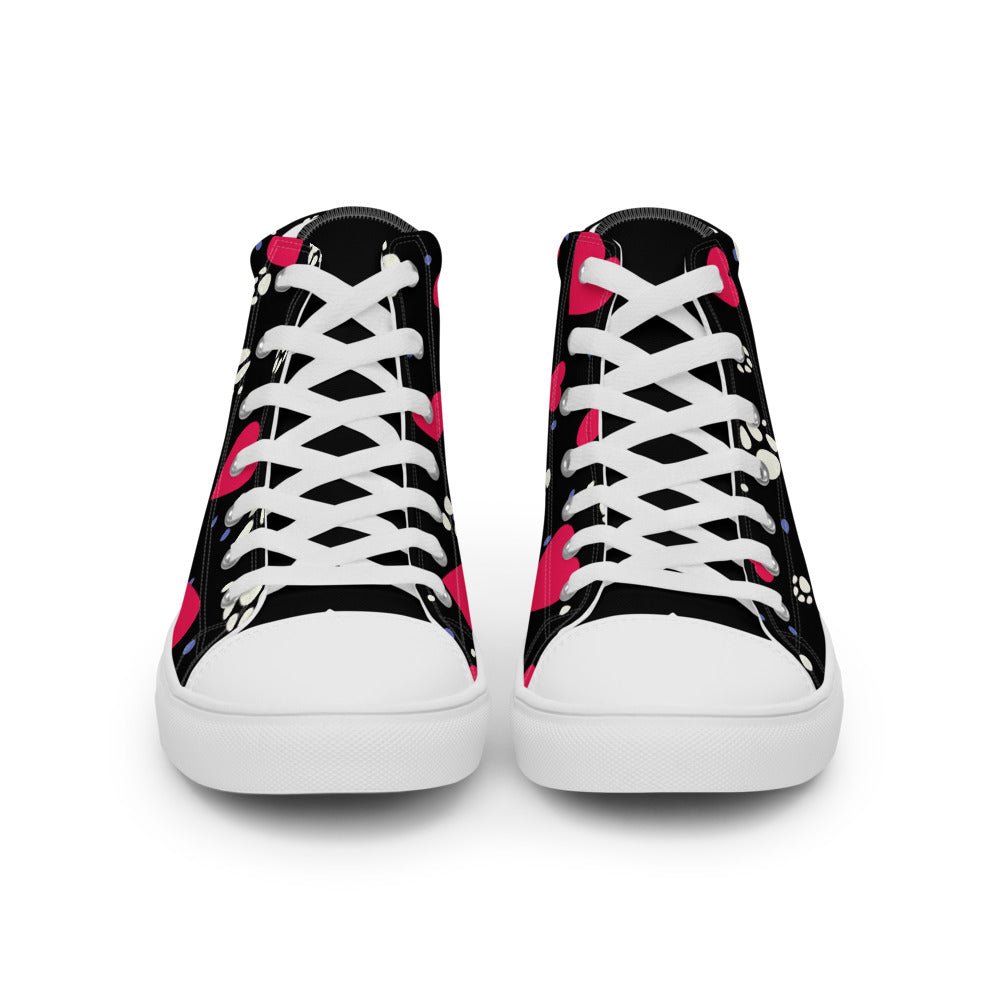Women's Black Hearts and Paws Sneakers - DoggyLoveandMore