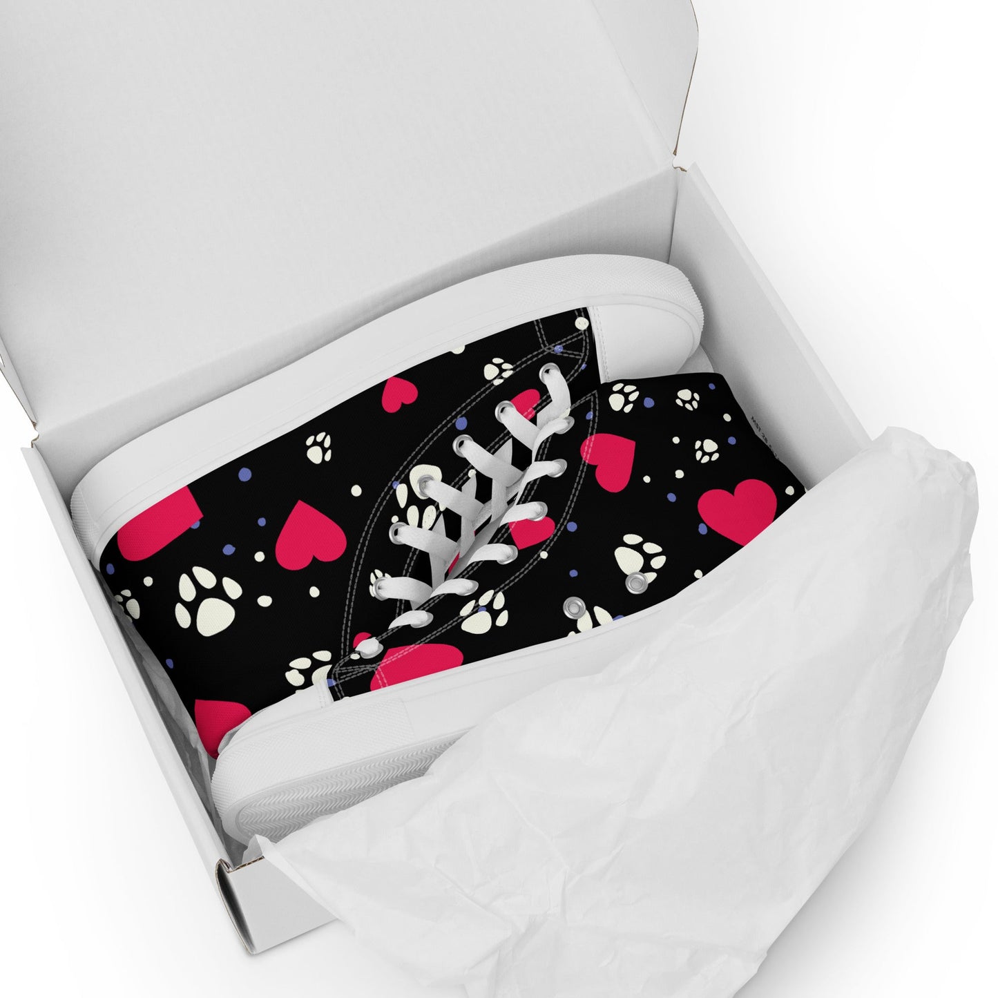 Women's Black Hearts and Paws Sneakers - DoggyLoveandMore
